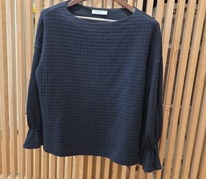 Black Textured Long Sleeve Top SANDRO Size 3 Europe Medium